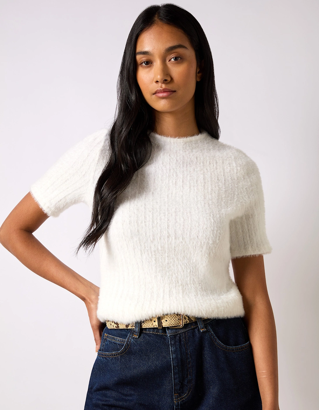 Ivory Fluffy Rib Top