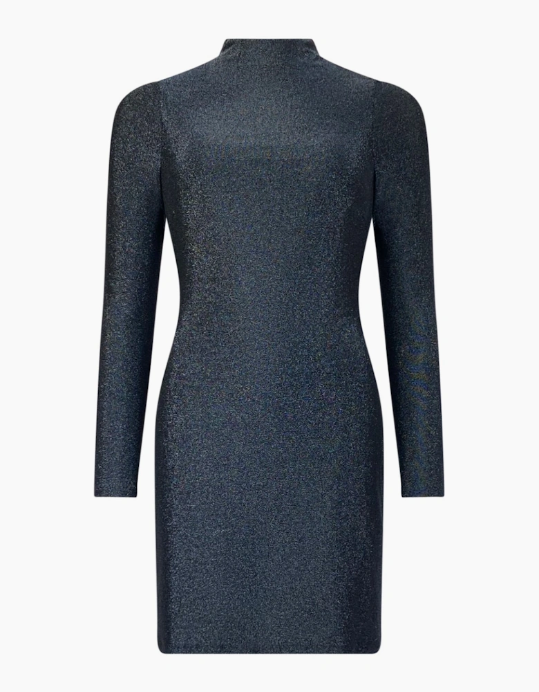 Darcy Navy Sparkle Jersey High Neck Mini Dress