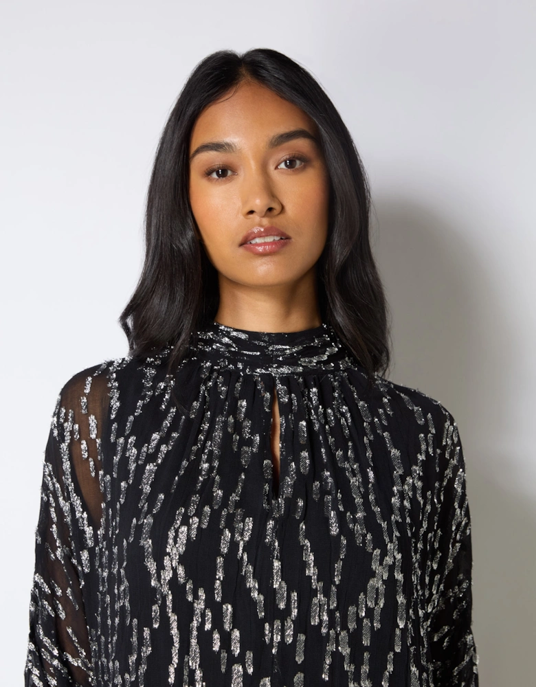 Petite Foil Keyhole Mini Dress
