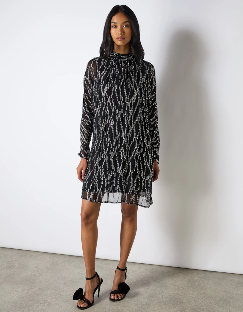 Petite Foil Keyhole Mini Dress