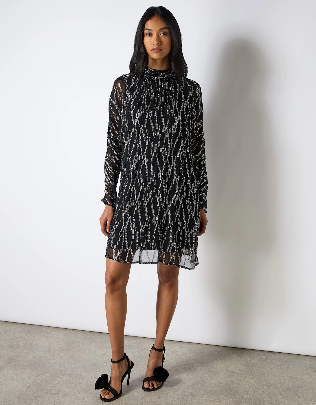 Petite Foil Keyhole Mini Dress