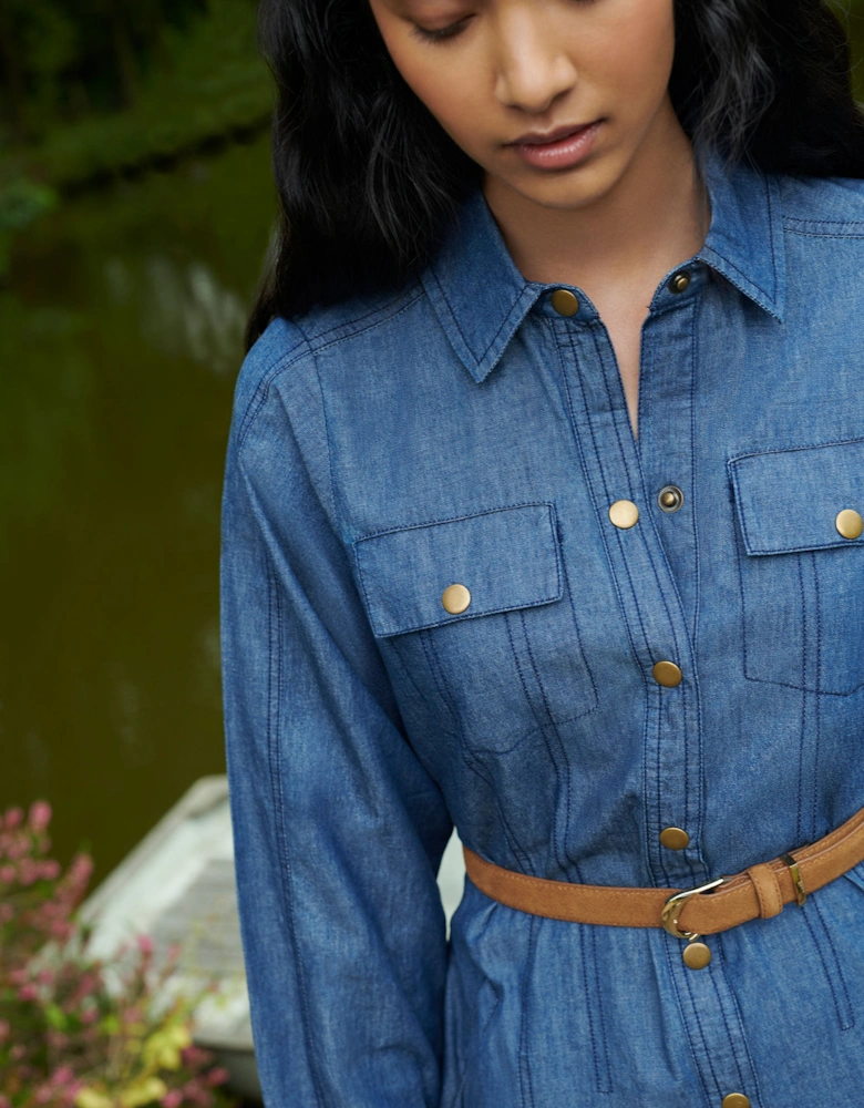 Long Sleeve Denim Shirt Dress