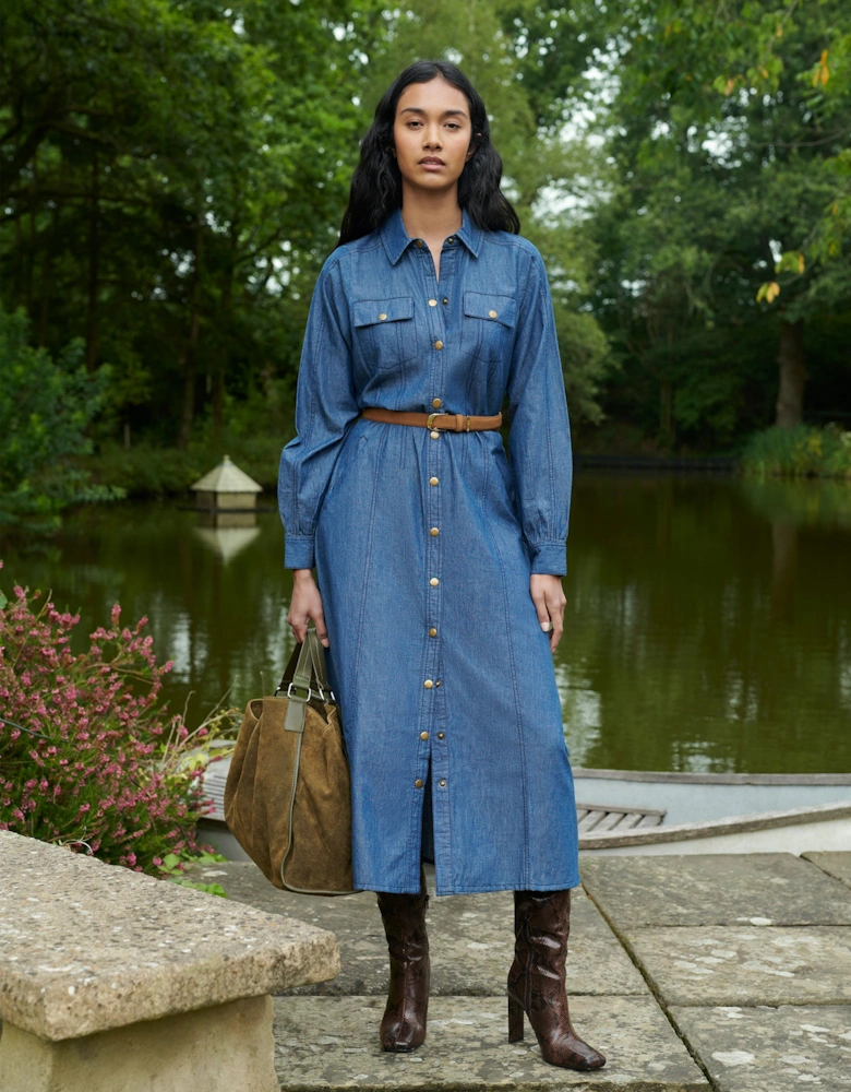 Long Sleeve Denim Shirt Dress