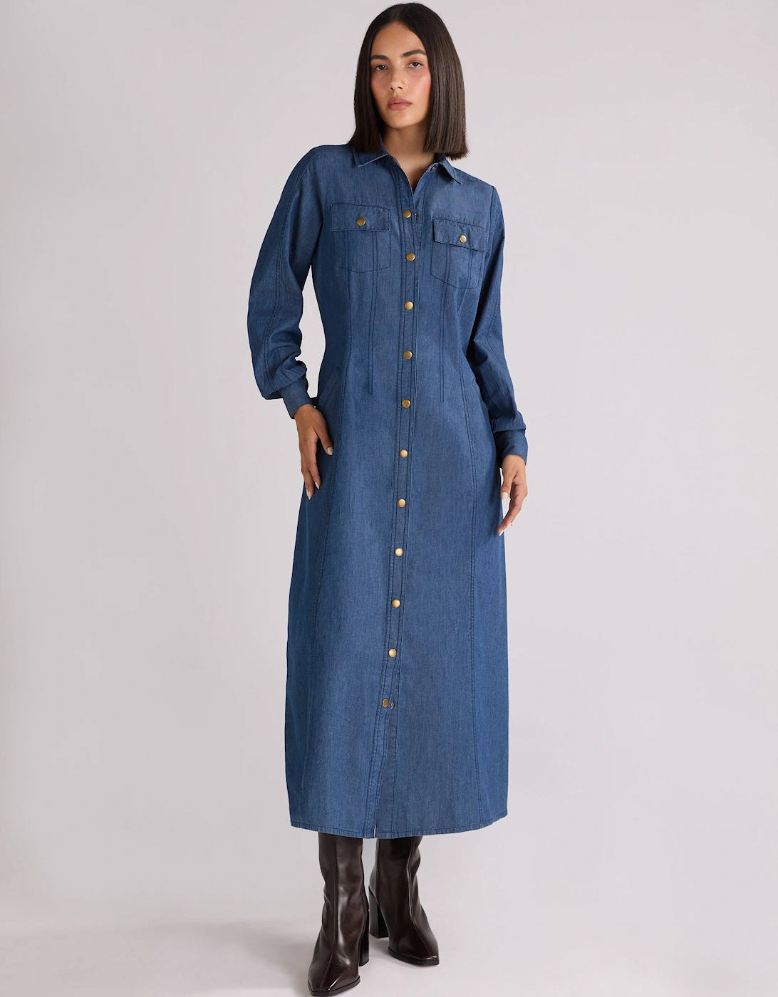 Long Sleeve Denim Shirt Dress