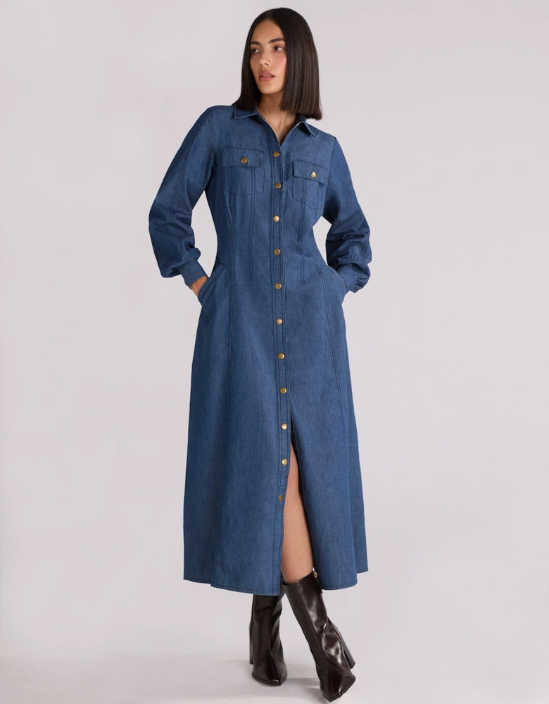 Long Sleeve Denim Shirt Dress