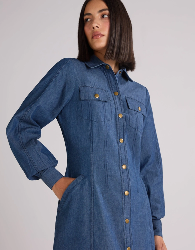Long Sleeve Denim Shirt Dress