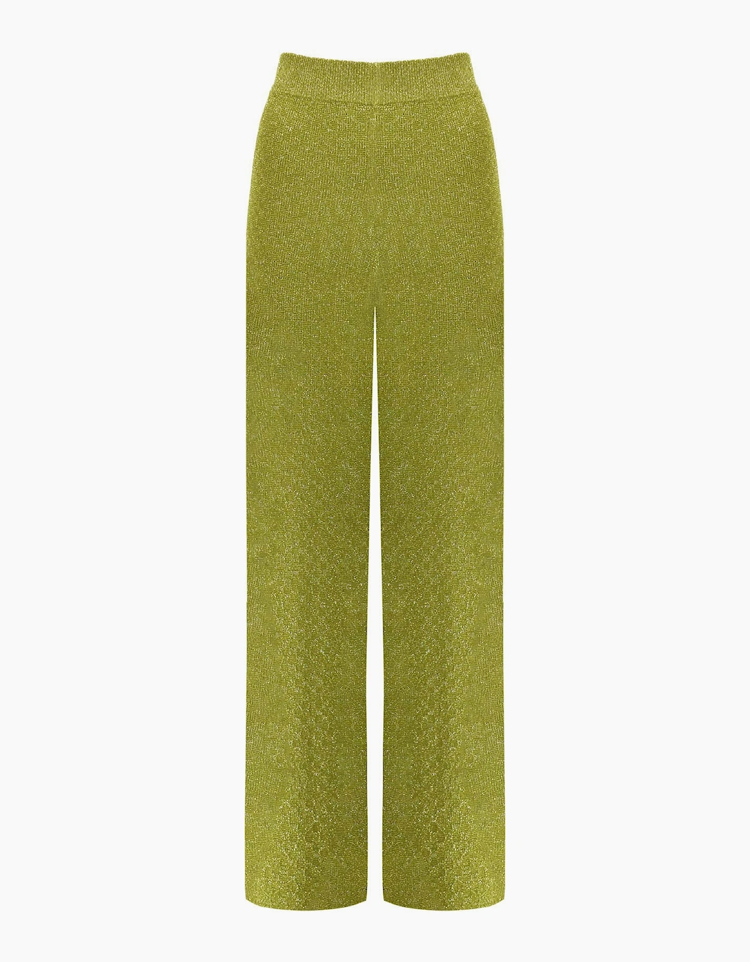 Green Sheer Lurex Knit Flared Trousers