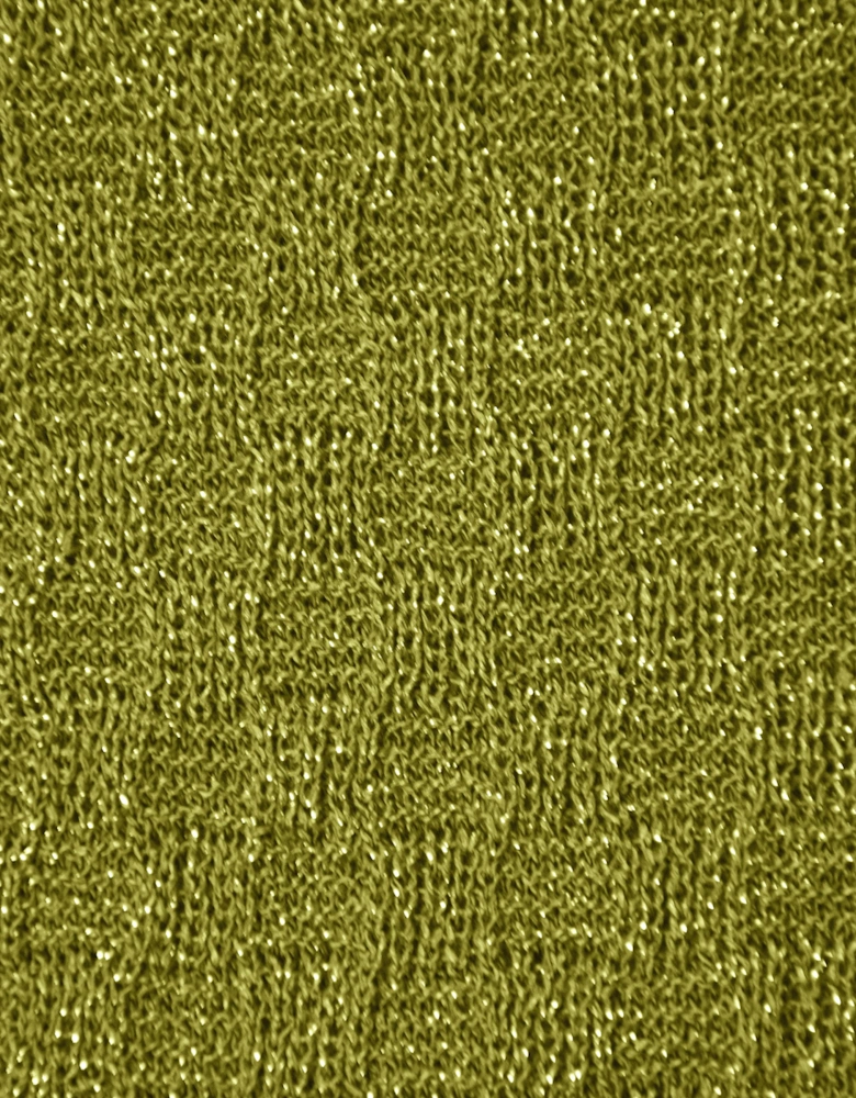 Green Sheer Lurex Knit Flared Trousers