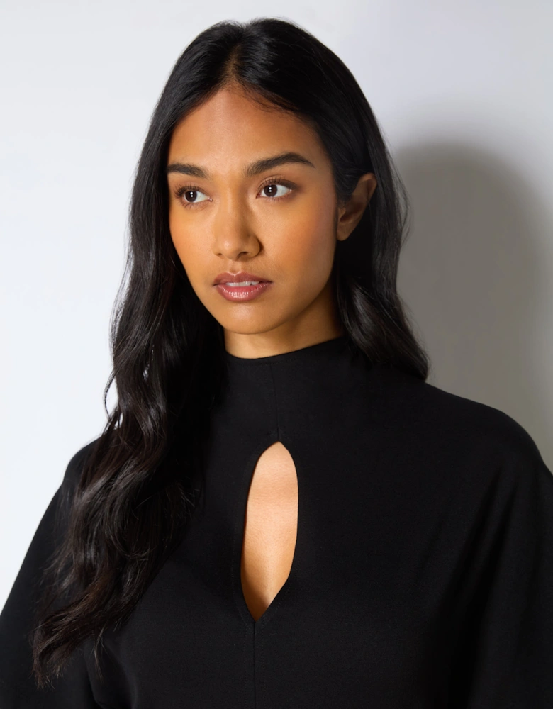 Petite Black Ponte Corset Waist Dress
