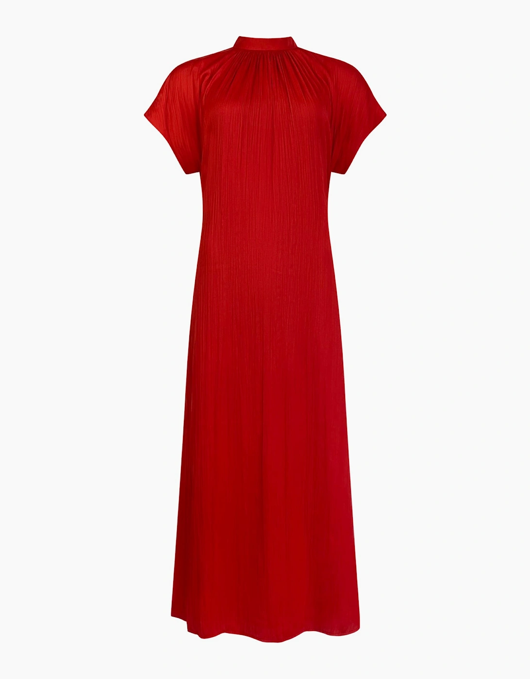 Red High Neck Plisse Dress