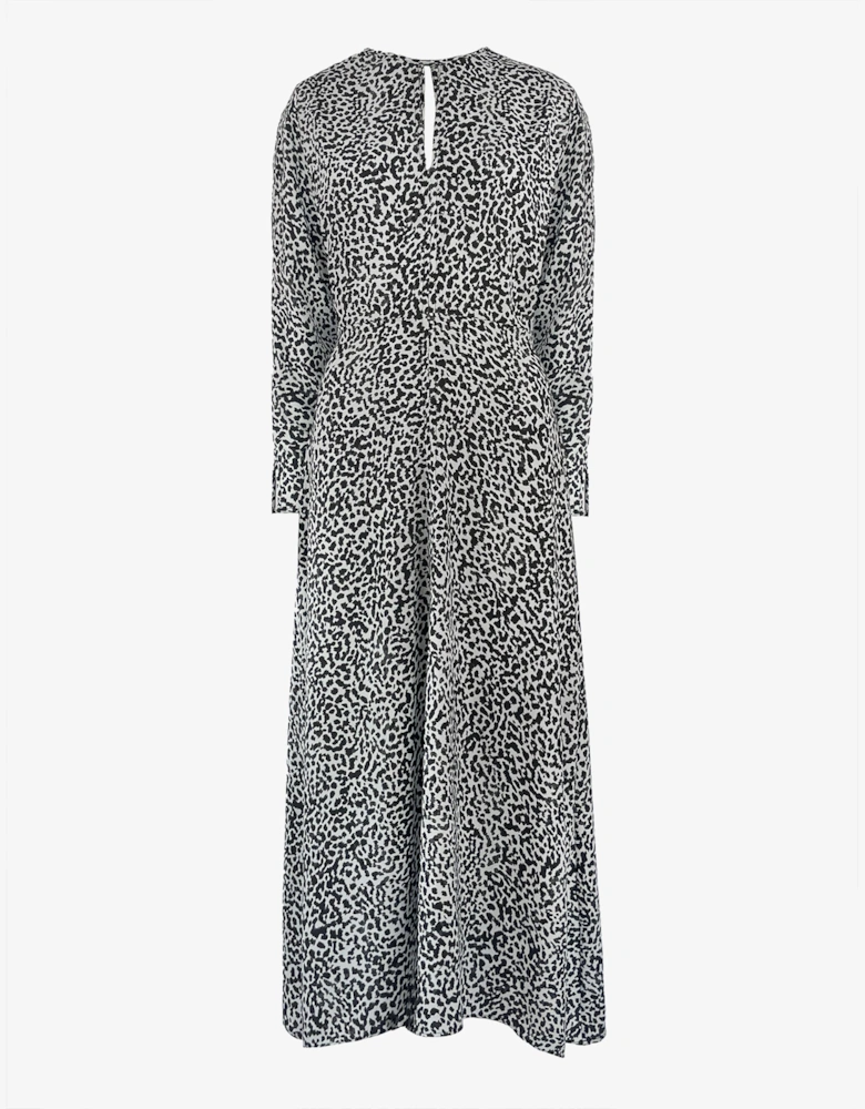 Mono Dalmatian Print Batwing Sleeve Midaxi Dress
