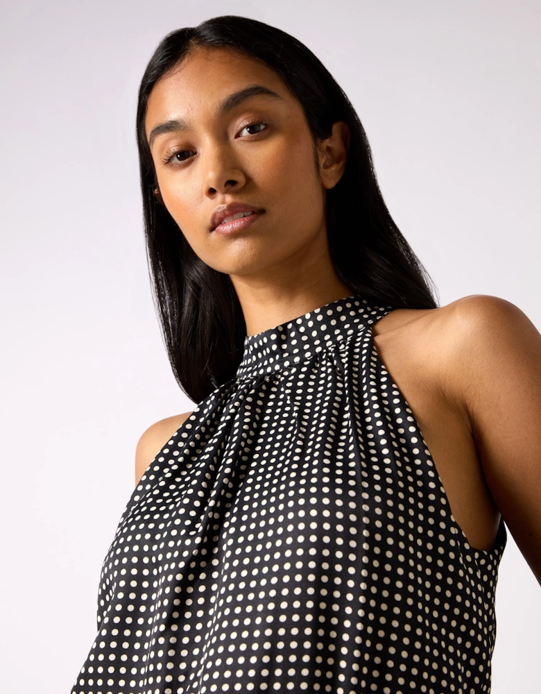 Mono Polka Dot Print Satin Bodysuit