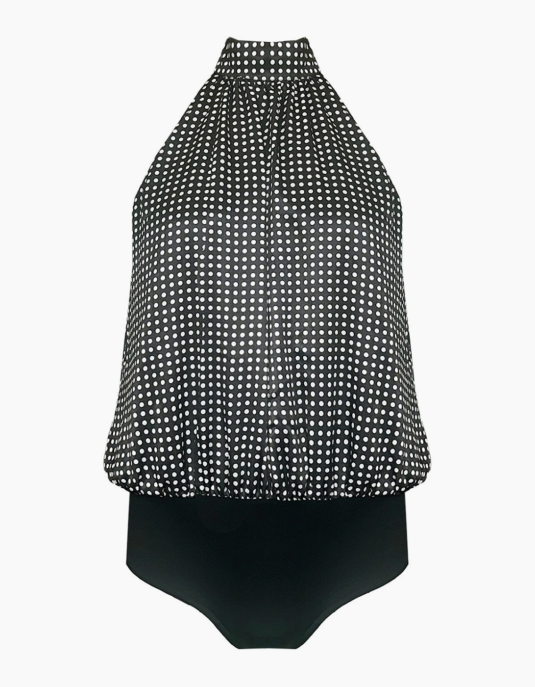 Mono Polka Dot Print Satin Bodysuit