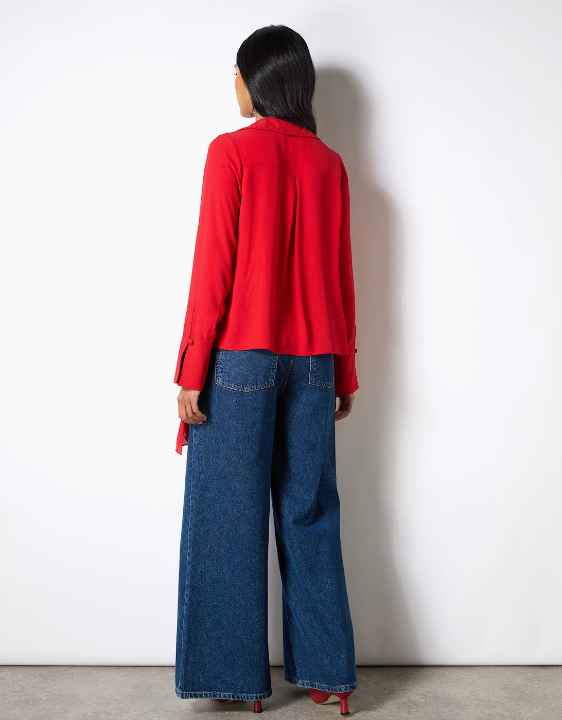Red Tie Neck Blouse