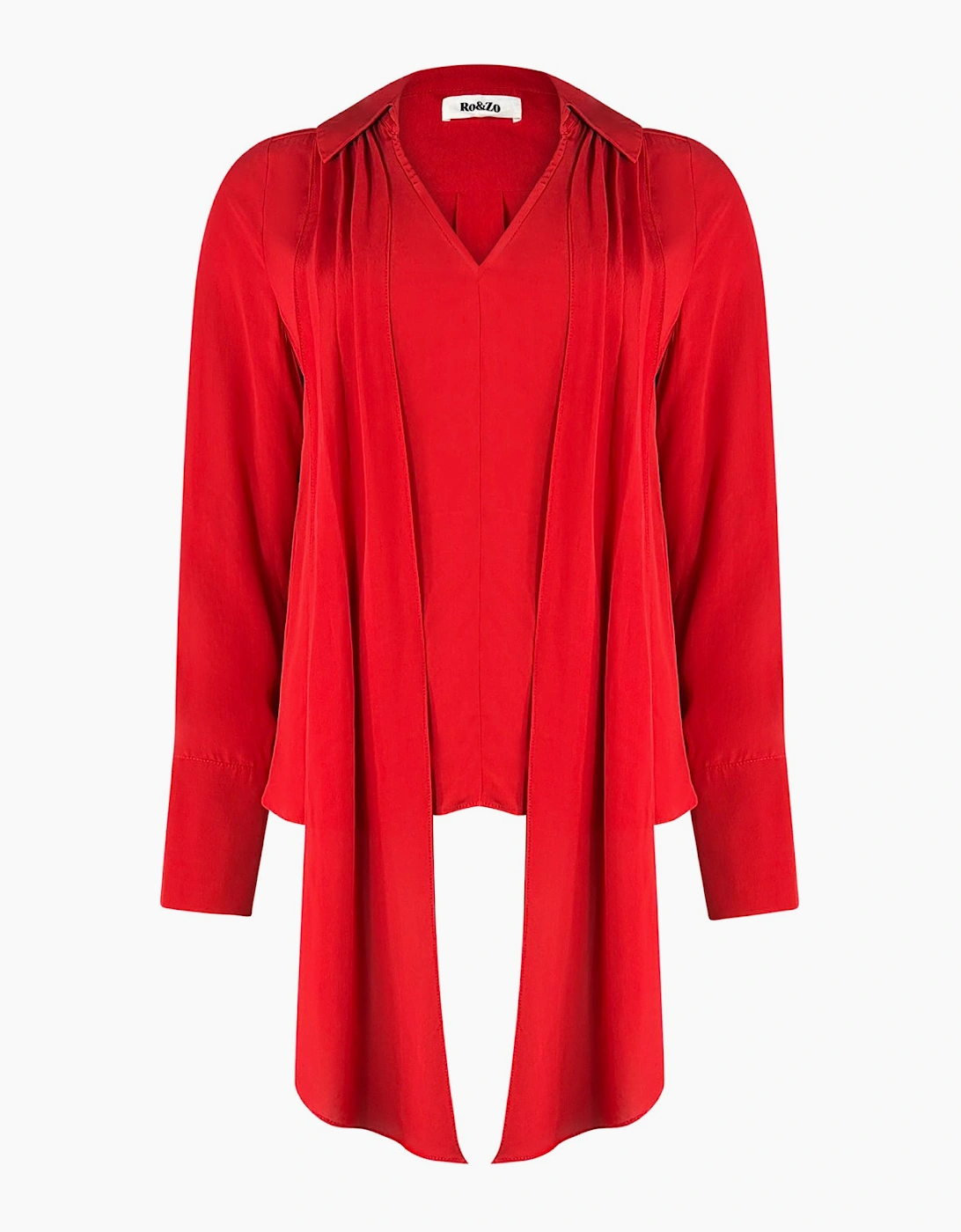 Red Tie Neck Blouse