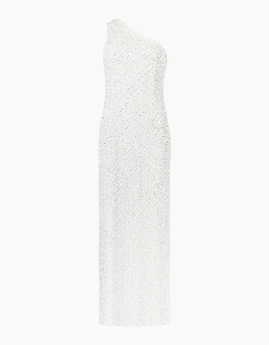 White One Shoulder Beaded Dress