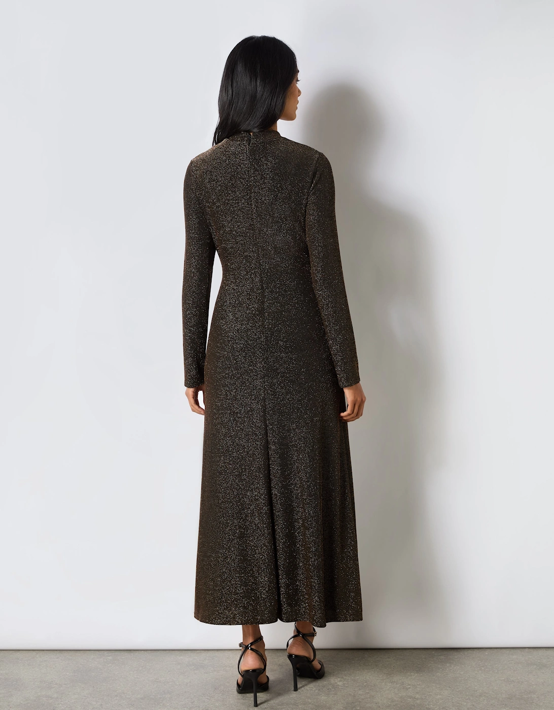 Petite Zara Gold Sparkle Jersey Keyhole Front Dress