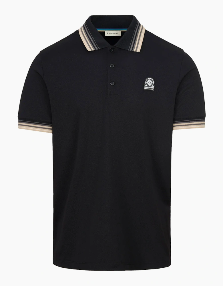 SANBANKS GRADIENT RIB POLO BLACK