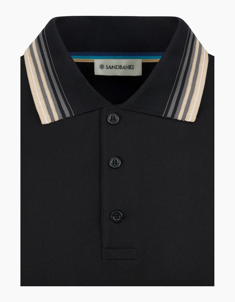 SANBANKS GRADIENT RIB POLO BLACK