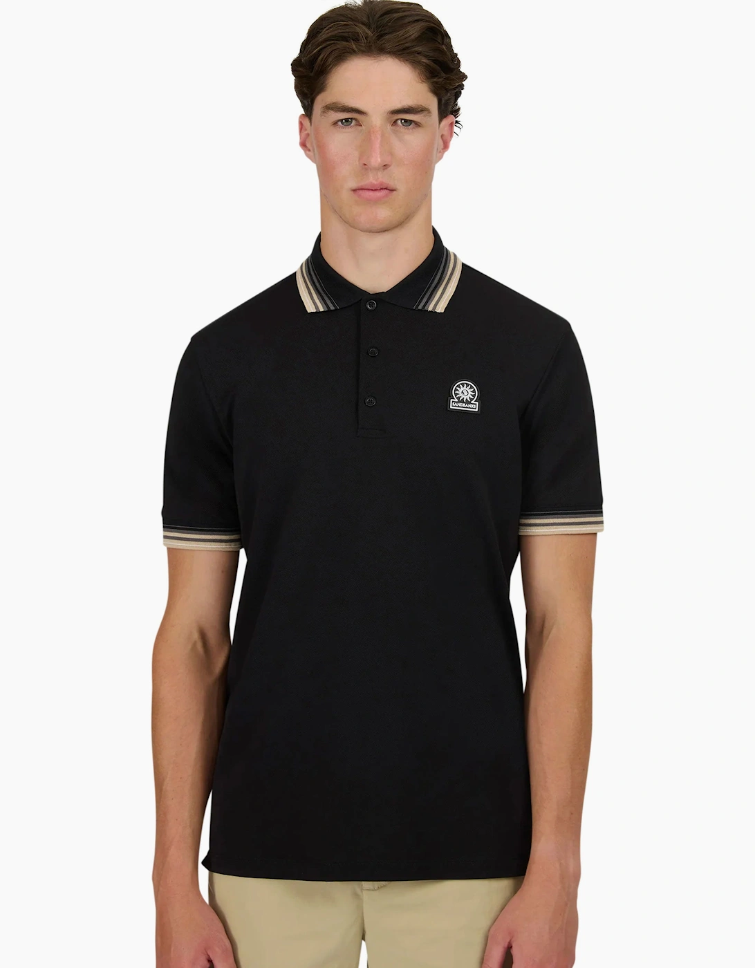SANBANKS GRADIENT RIB POLO BLACK
