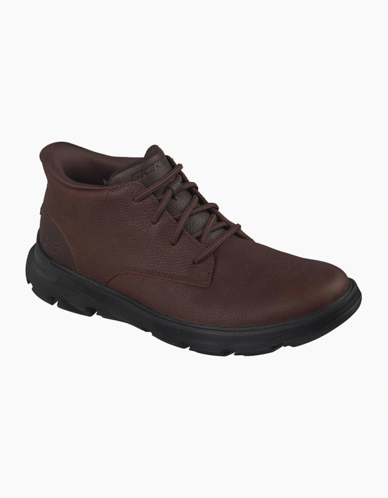 Skechers Arch Fit Garza Ridley Leather Men's Brown Ankle Boots