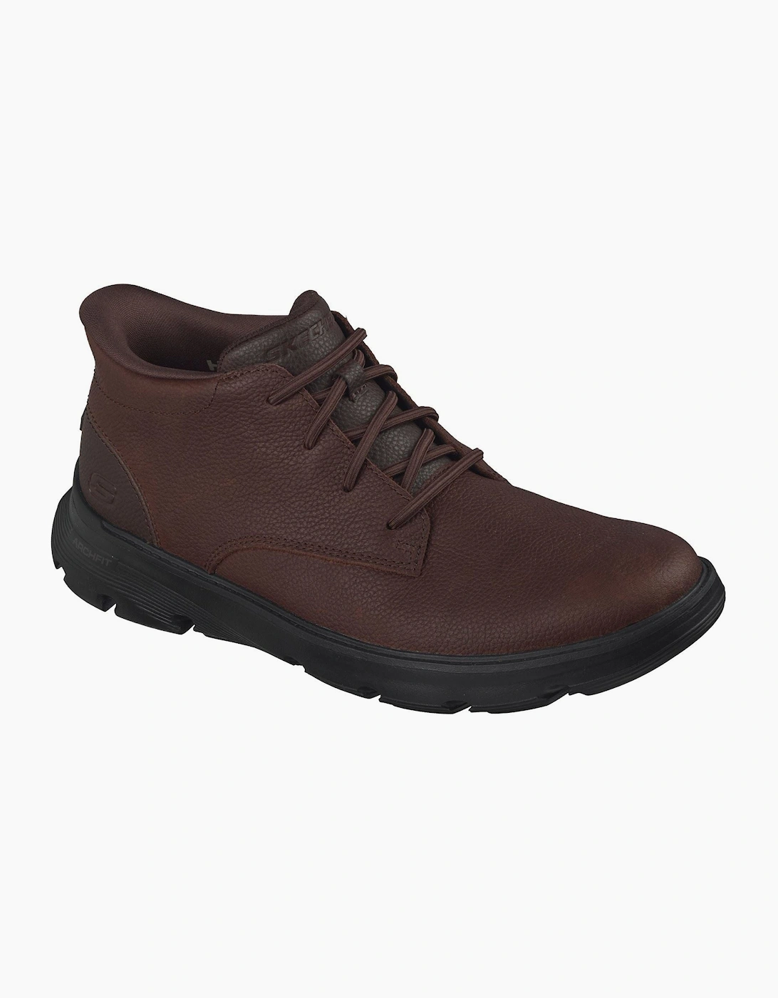 Skechers Arch Fit Garza Ridley Leather Men's Brown Ankle Boots, 6 of 5