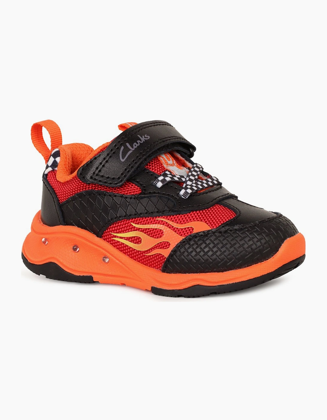 Clarks Boys Black Red Tex  Gleam Go T First Sports Shoes - Size 4/G (Wide) Kids