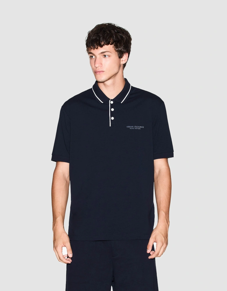 Armani Exchange Mens Milano/New York Polo Shirt with Contrast Tipping - Deep Navy UB101