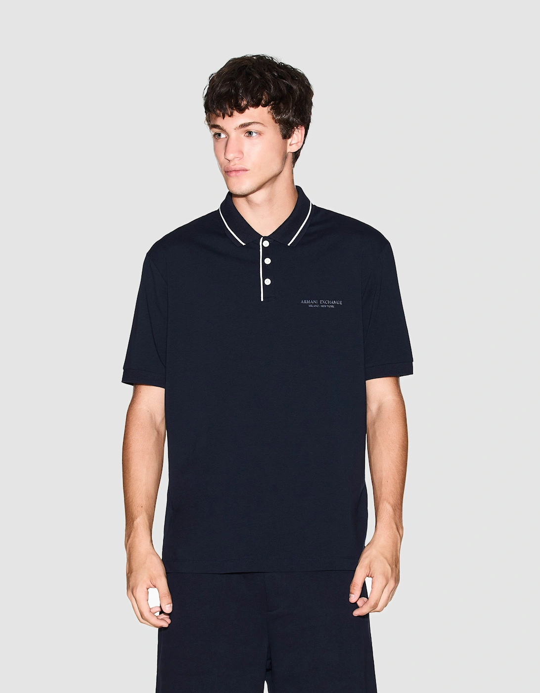 Armani Exchange Mens Milano/New York Polo Shirt with Contrast Tipping - Deep Navy UB101, 5 of 4