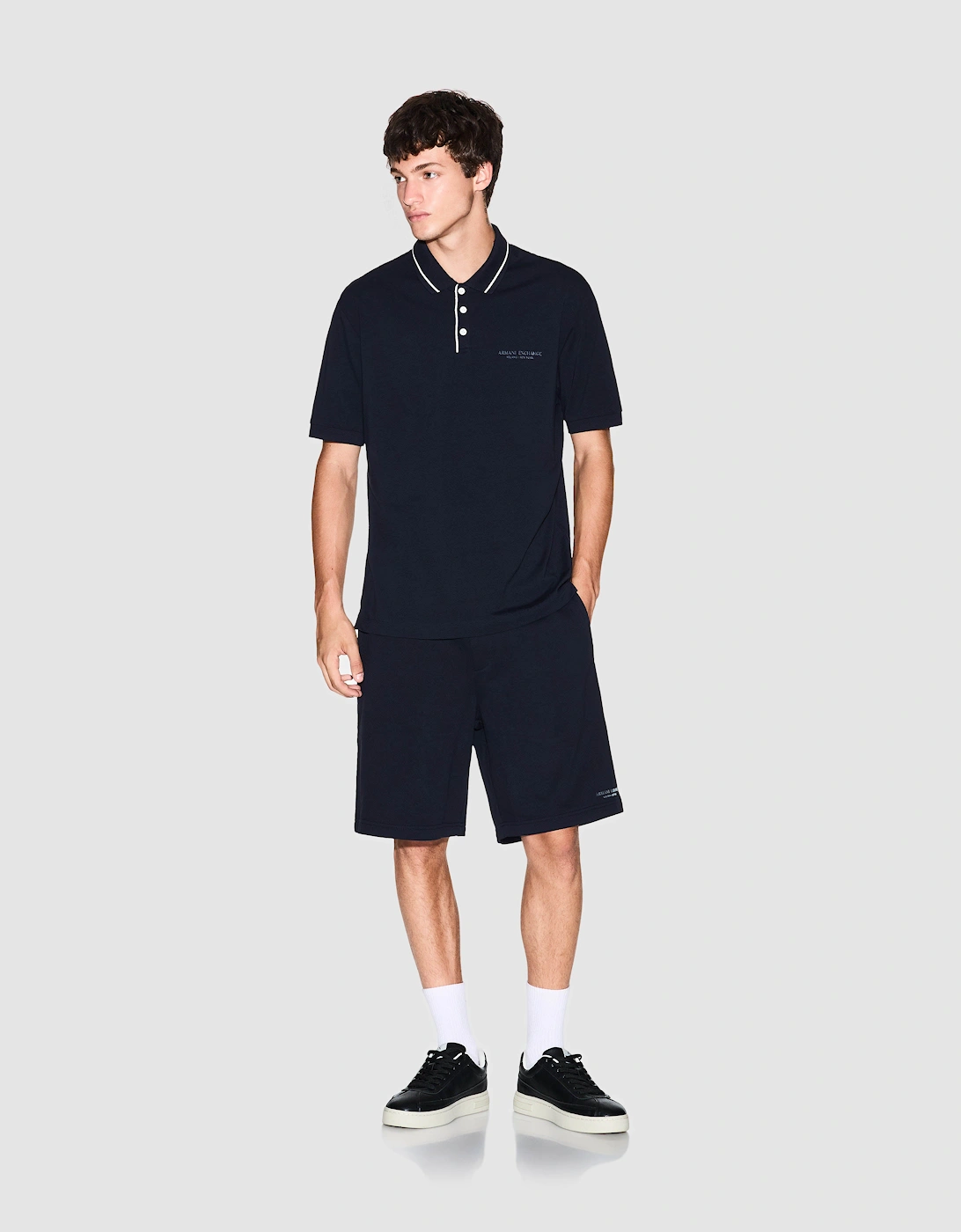 Armani Exchange Mens Milano/New York Polo Shirt with Contrast Tipping - Deep Navy UB101