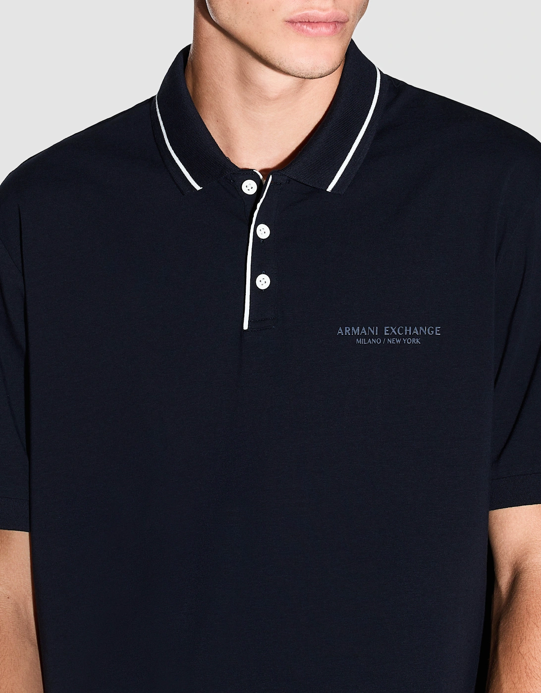 Armani Exchange Mens Milano/New York Polo Shirt with Contrast Tipping - Deep Navy UB101