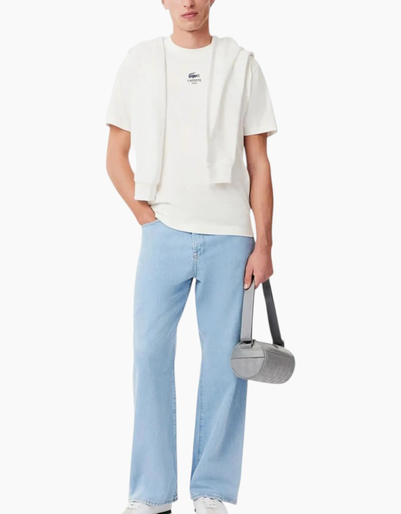 Lacoste Mens T Shirt TH2739 Signature Print Classic Fit Crew Neck Summer Tee