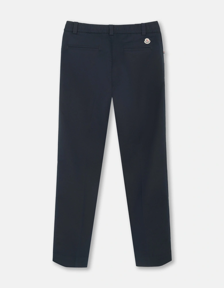 Straight Leg Cotton Trousers Navy