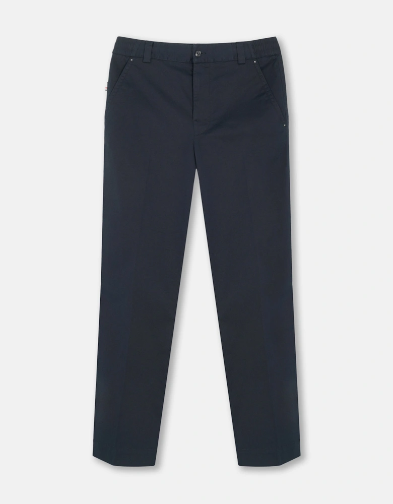 Straight Leg Cotton Trousers Navy