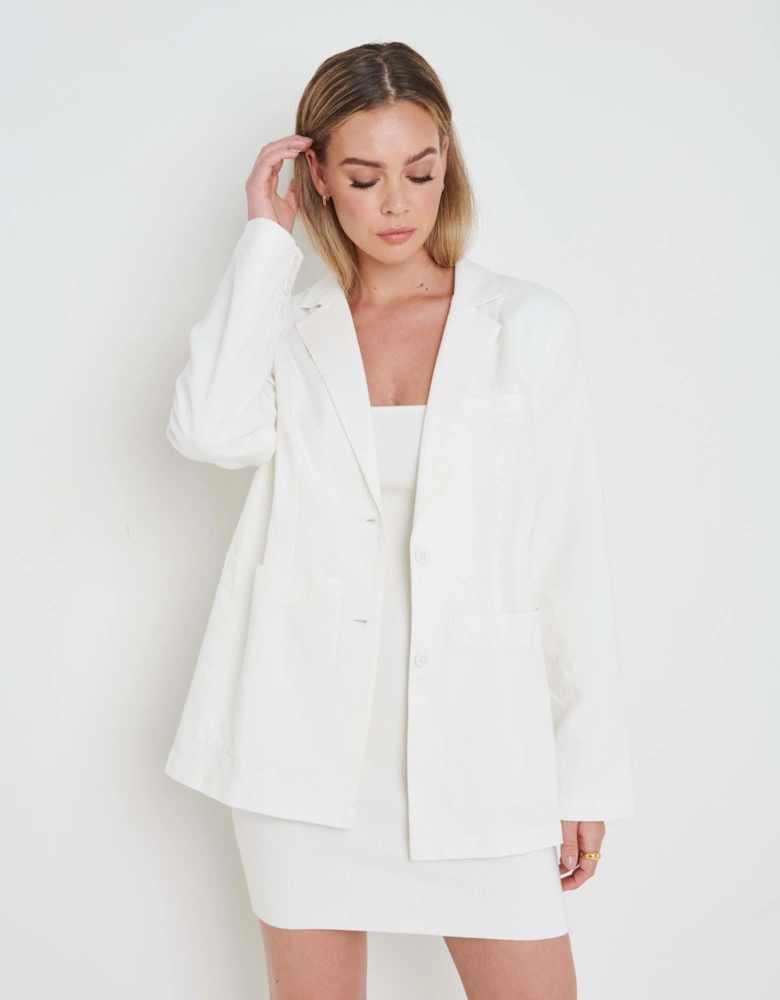 Dylan Dad Linen Blazer - Cream