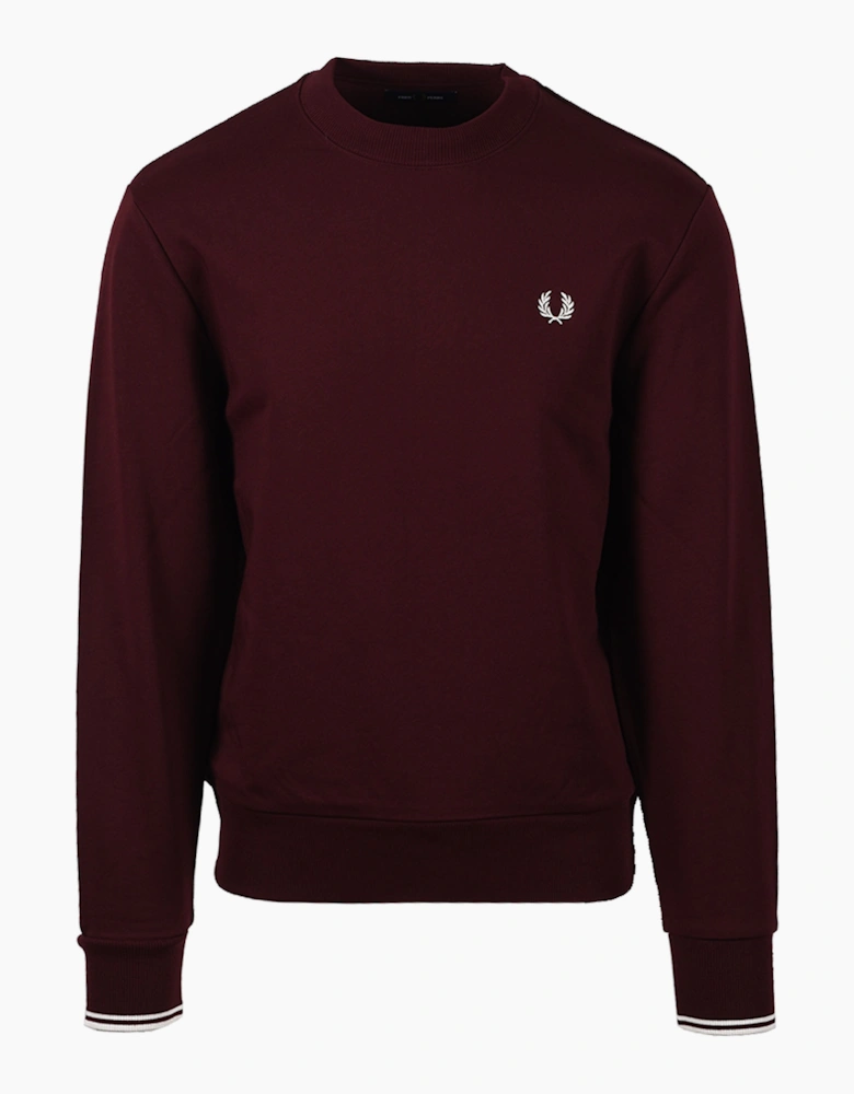 FRED PERRY CREW NECK SWEATSHIRT OXBLOOD/ECRU