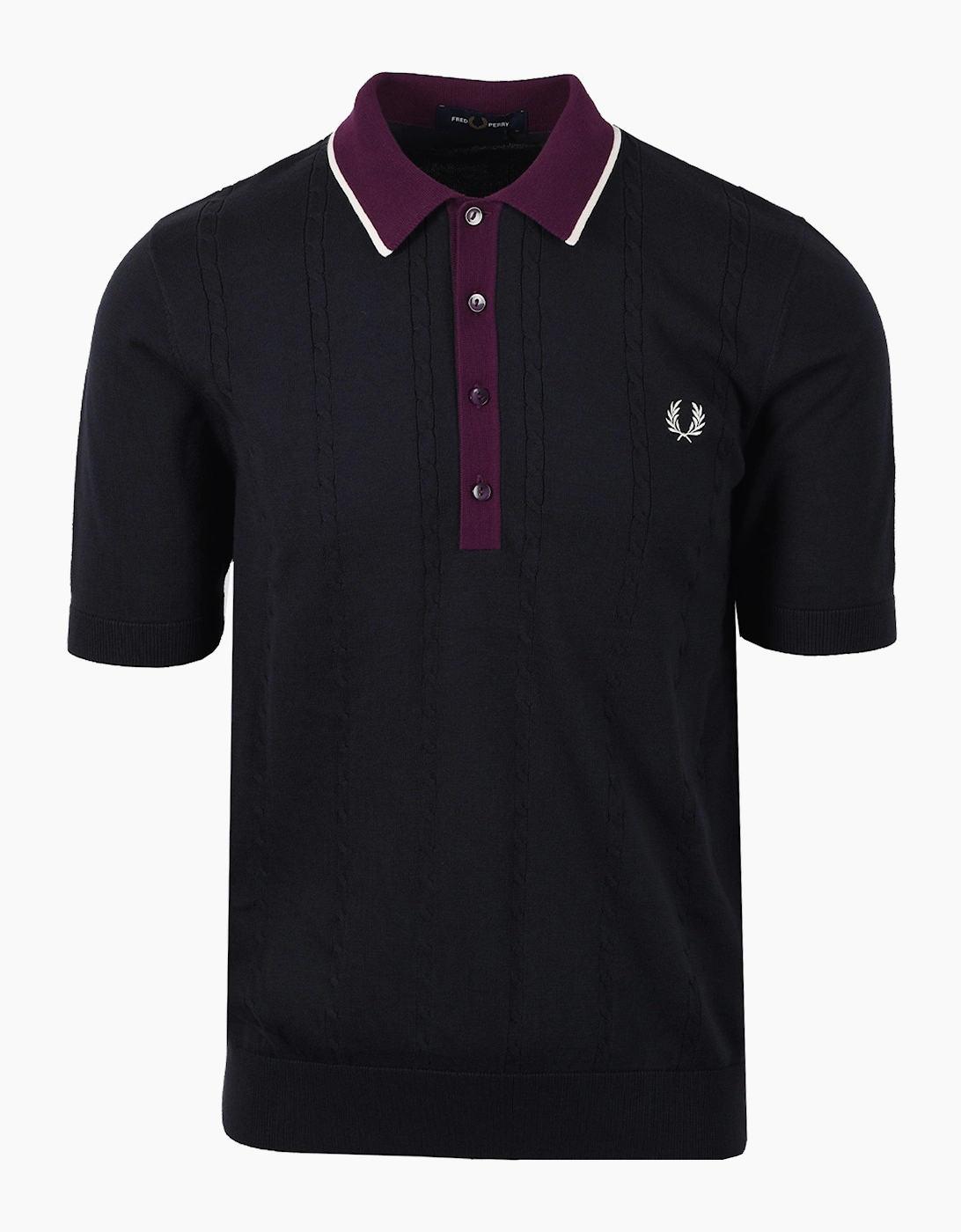 FRED PERRY CABLE KNITTED SHIRT NAVY, 4 of 3