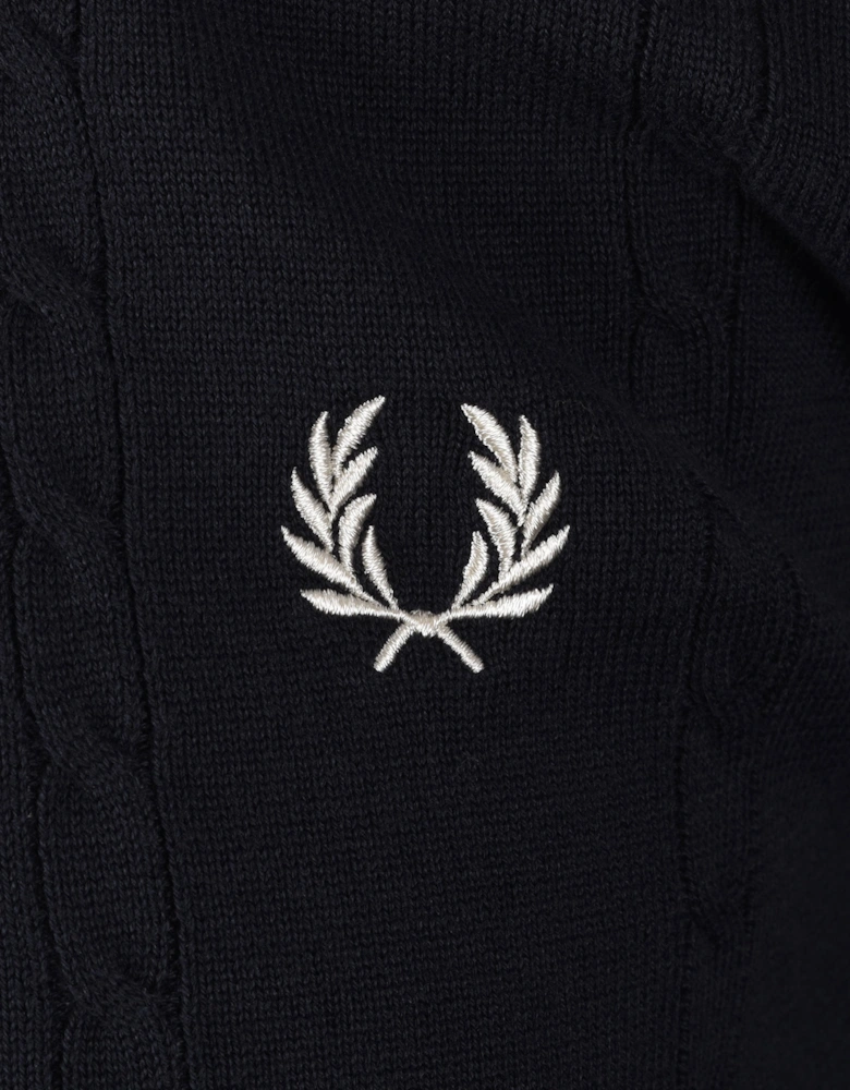 FRED PERRY CABLE KNITTED SHIRT NAVY