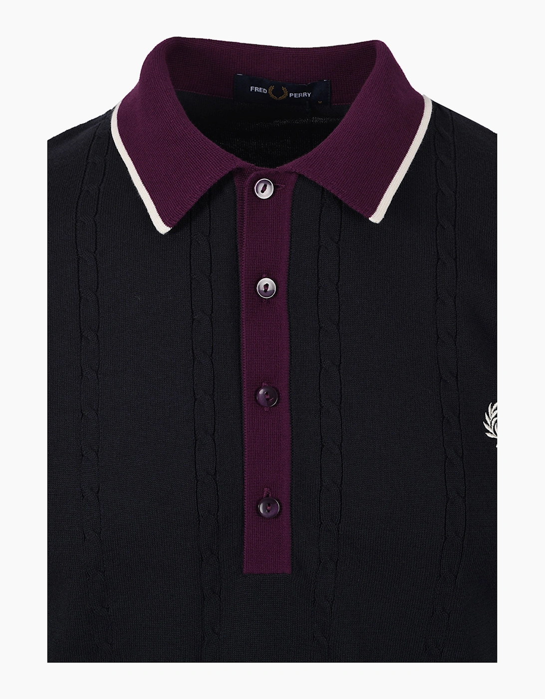 FRED PERRY CABLE KNITTED SHIRT NAVY