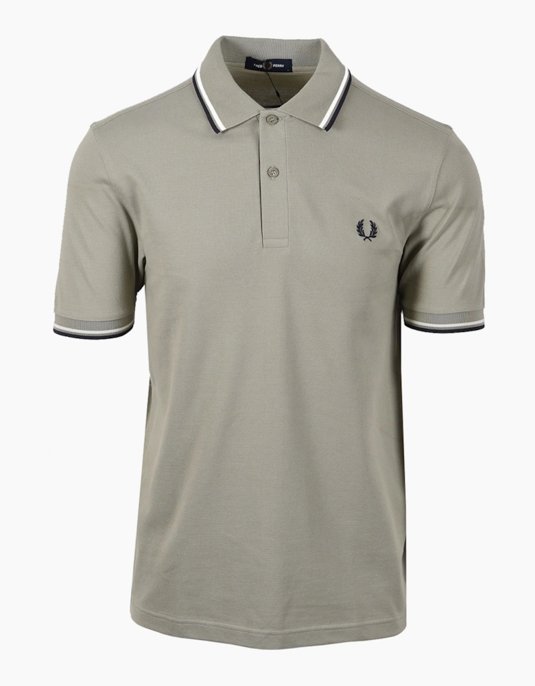FRED PERRY TWIN TIPPED POLO SEAGRASS/ ECRU/ DARK AIRFORCE