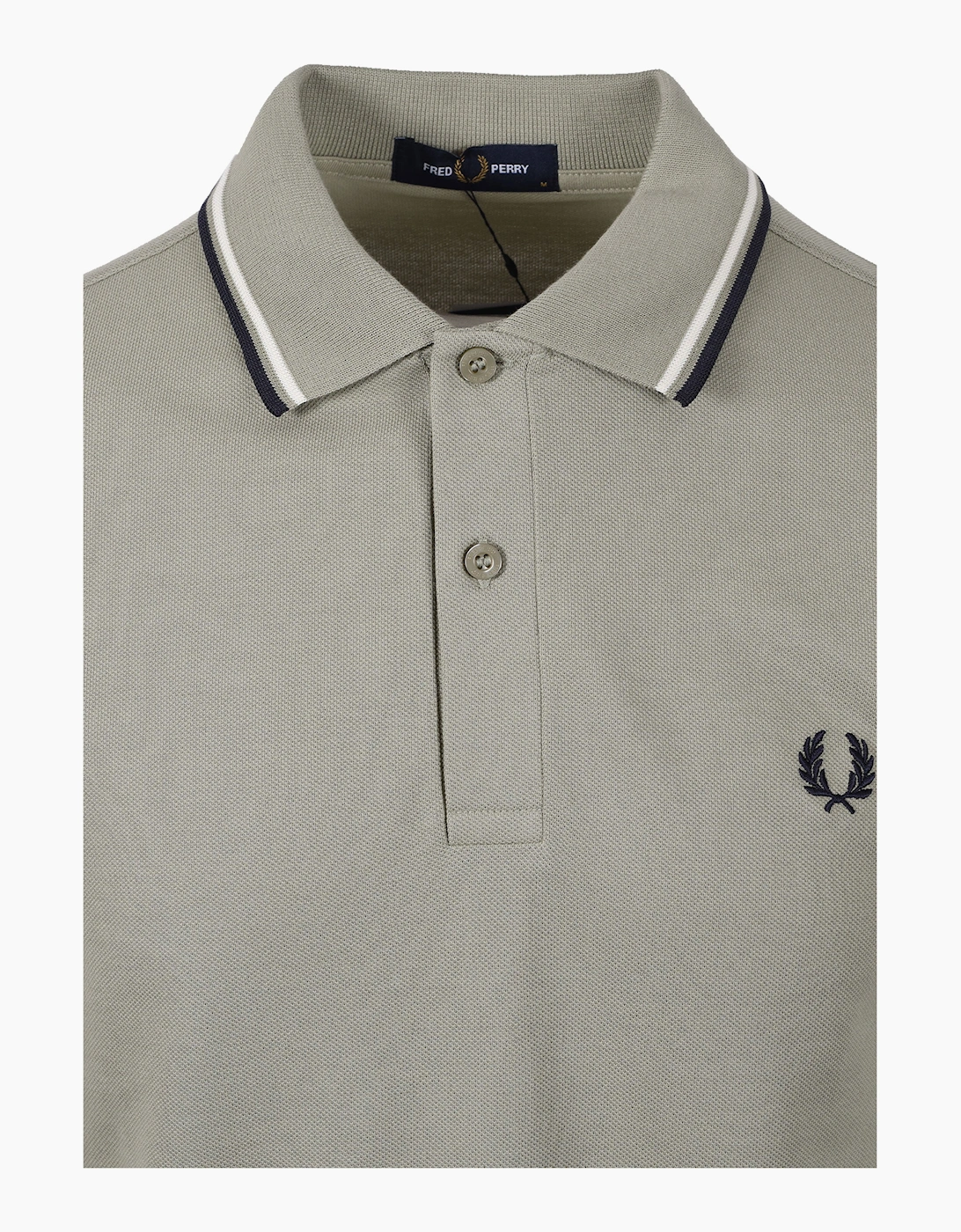 FRED PERRY TWIN TIPPED POLO SEAGRASS/ ECRU/ DARK AIRFORCE