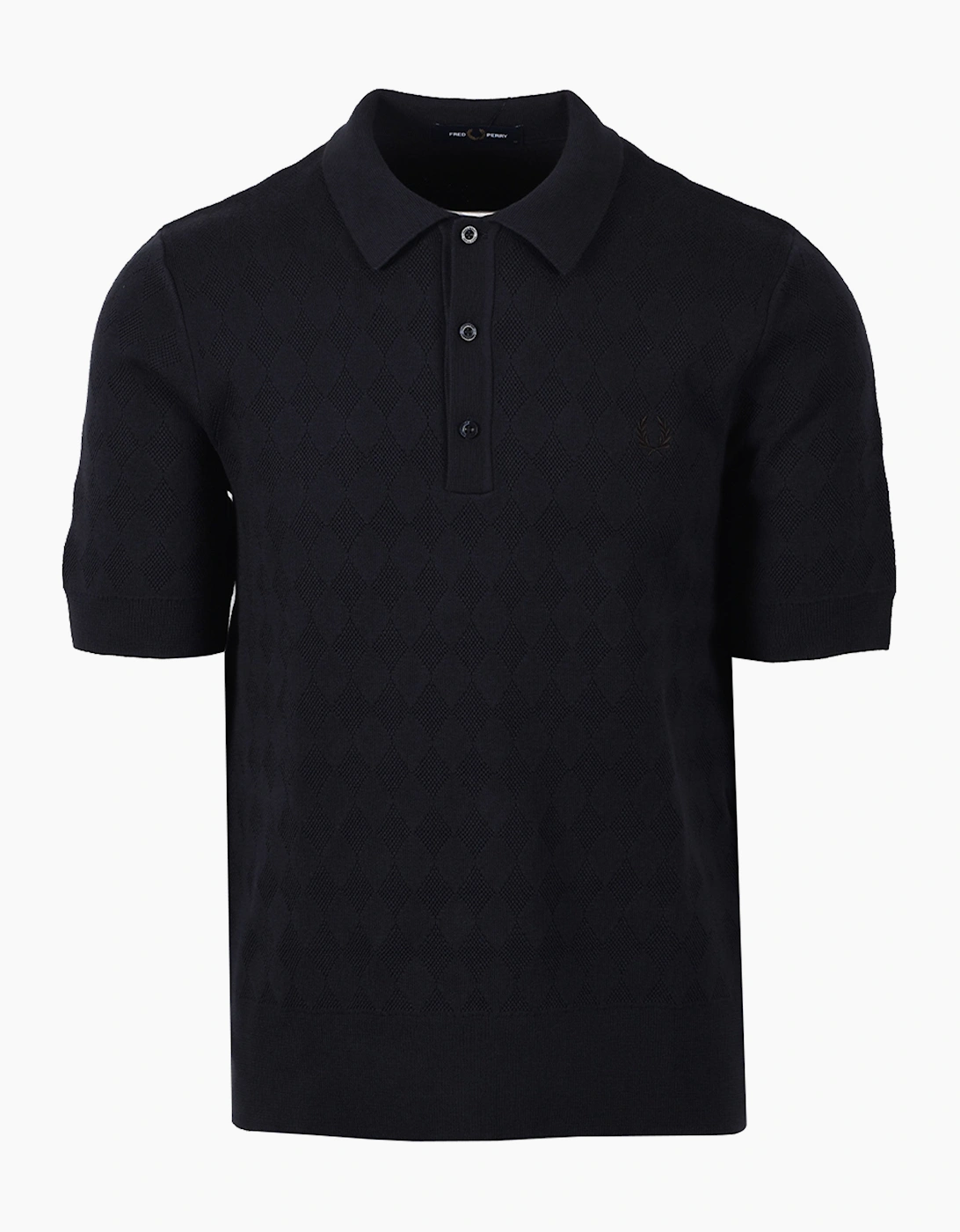 FRED PERRY POINTELLE KNITTED SHIRT NAVY, 4 of 3