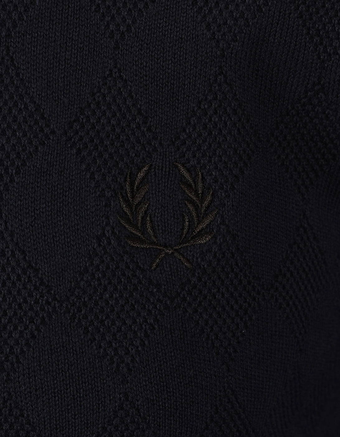 FRED PERRY POINTELLE KNITTED SHIRT NAVY