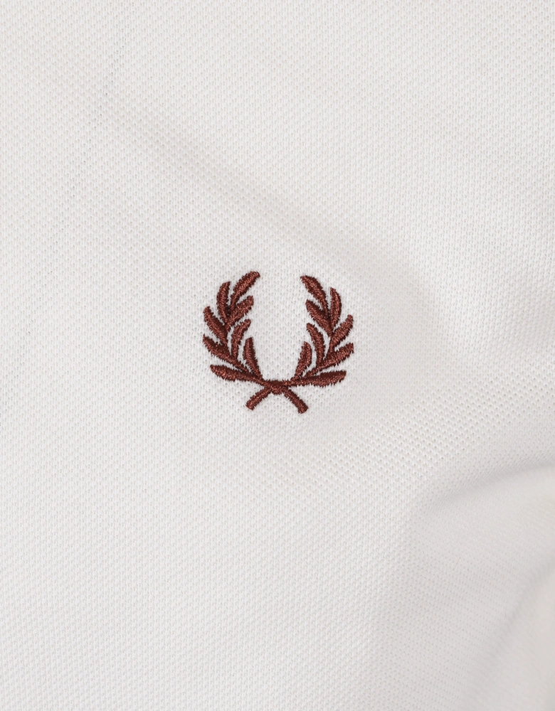 FRED PERRY TWIN TIPPED POLO SNOW WHITE/ SILVER BLUE/ BRAND