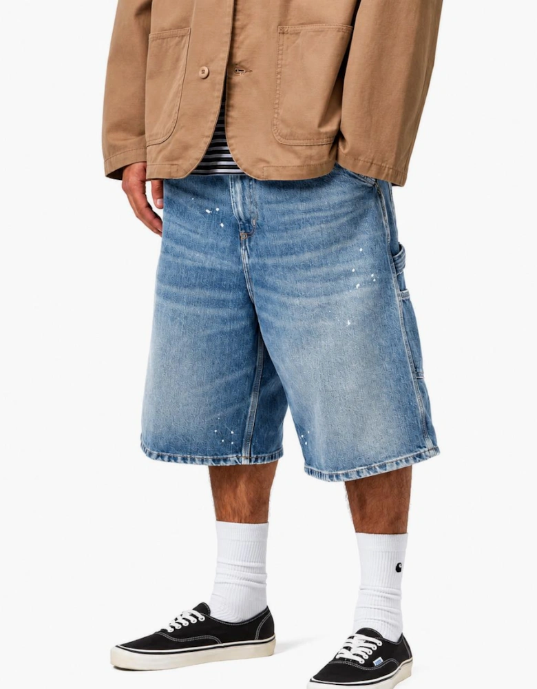 Carhartt WIP Denim OG Single Knee Short Blue Destroy Wash Splatter