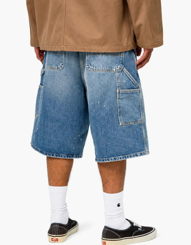 Carhartt WIP Denim OG Single Knee Short Blue Destroy Wash Splatter
