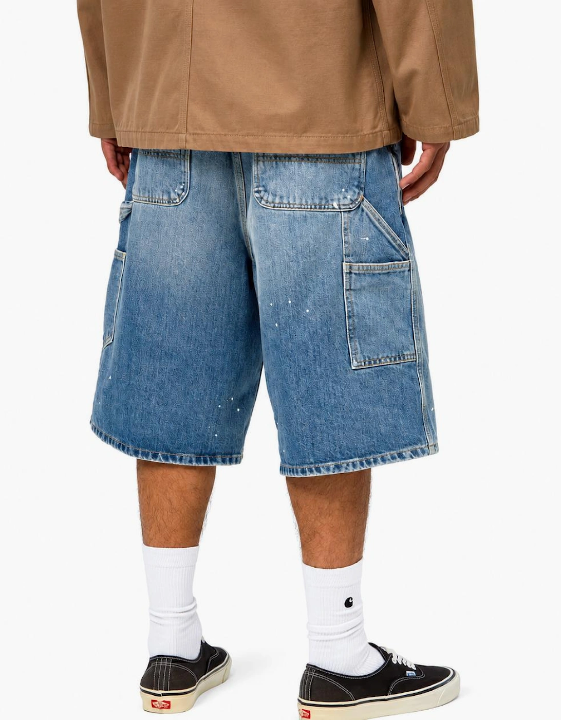 Carhartt WIP Denim OG Single Knee Short Blue Destroy Wash Splatter