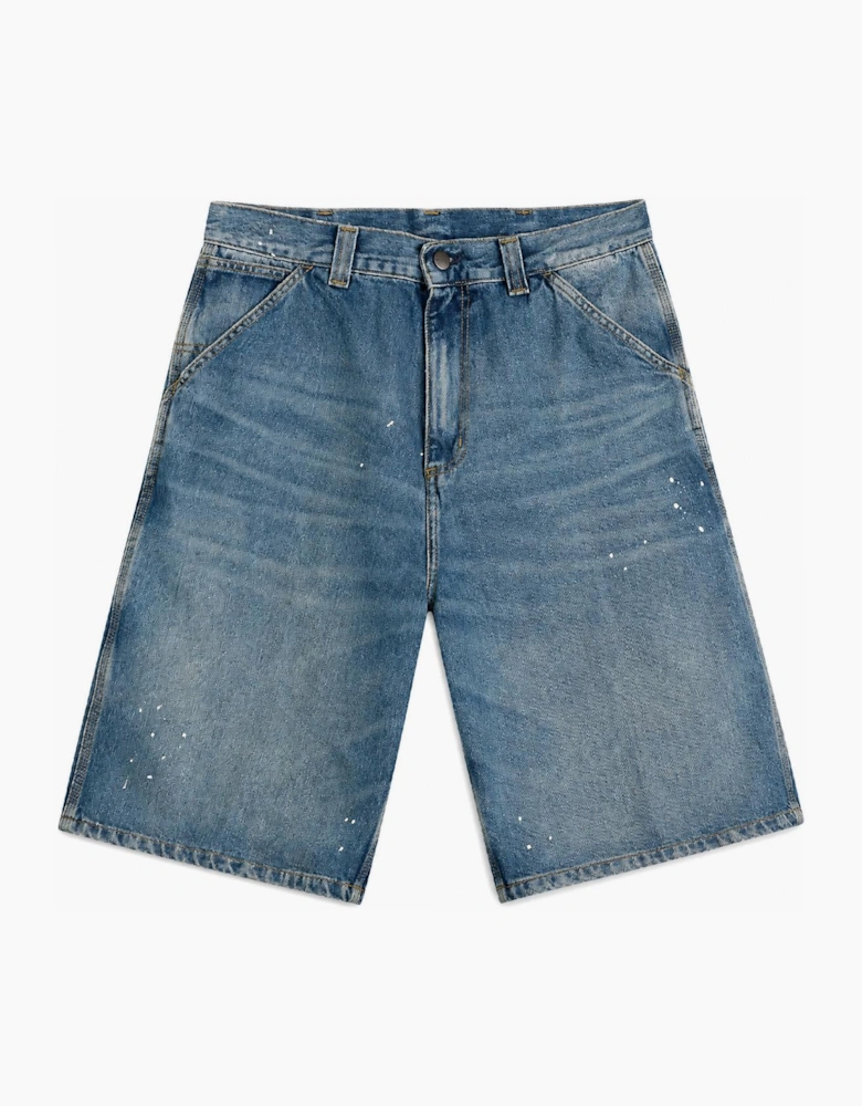 Carhartt WIP Denim OG Single Knee Short Blue Destroy Wash Splatter
