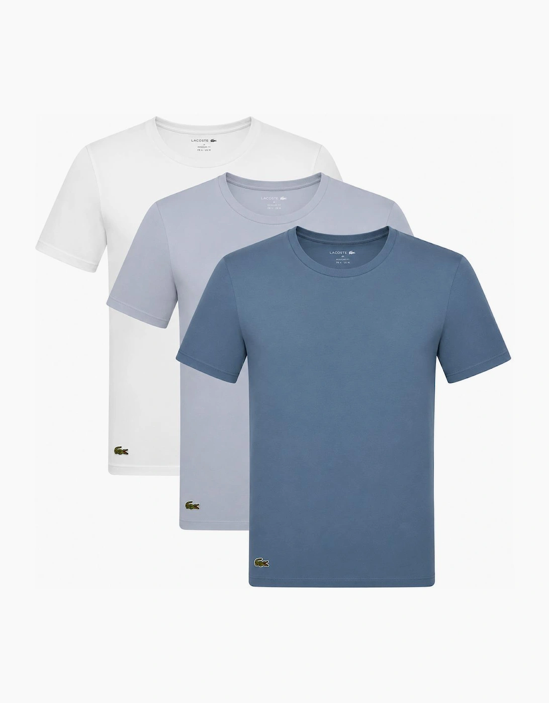Lacoste 3 Pack Lounge Cotton T-Shirts White/Phoenix Blue/Abyss