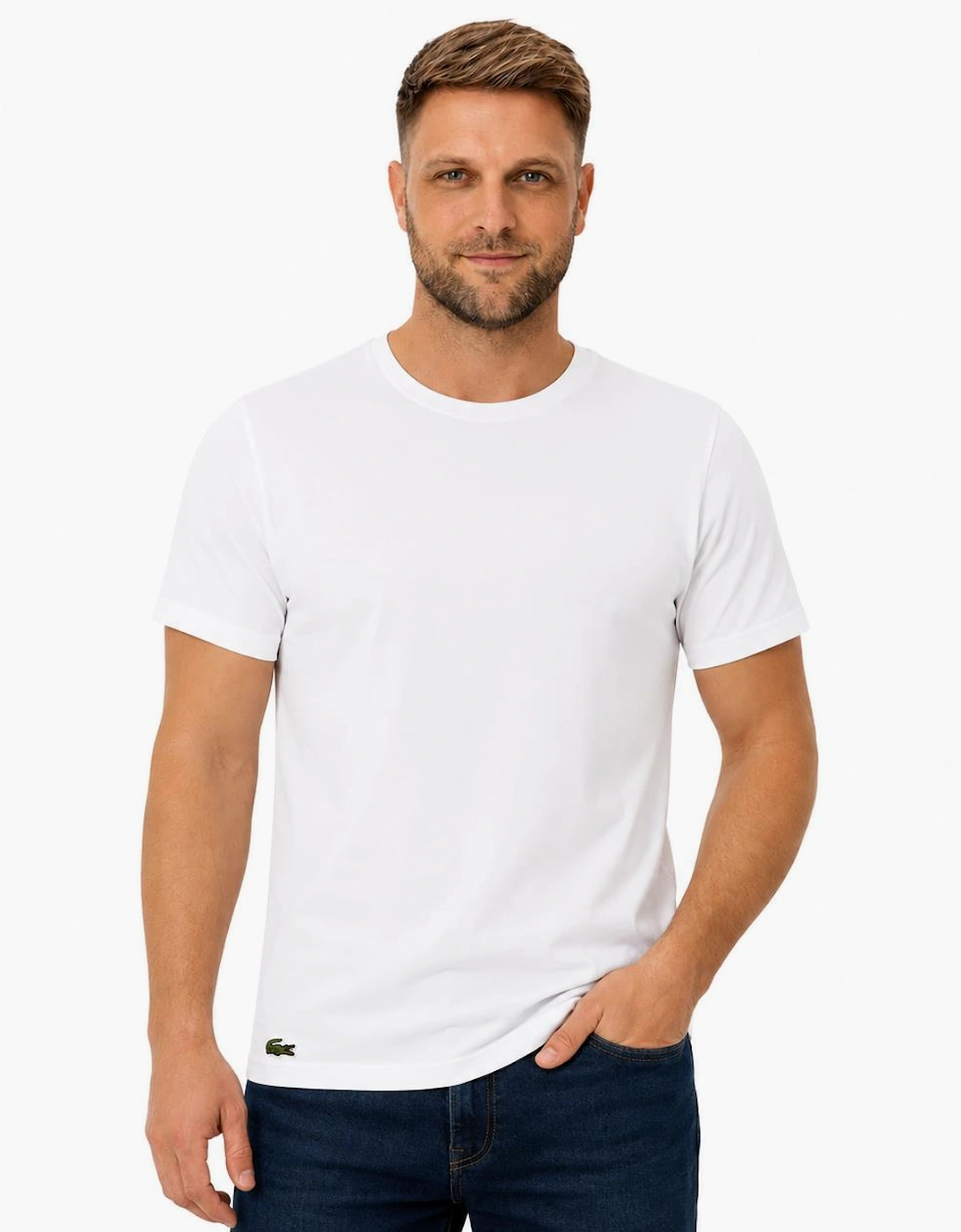 Lacoste 3 Pack Lounge Cotton T-Shirts White/Phoenix Blue/Abyss
